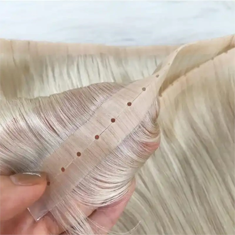 Invisible Tape In Extensions Real Hair - Invisible PU Weft Hair with Hole