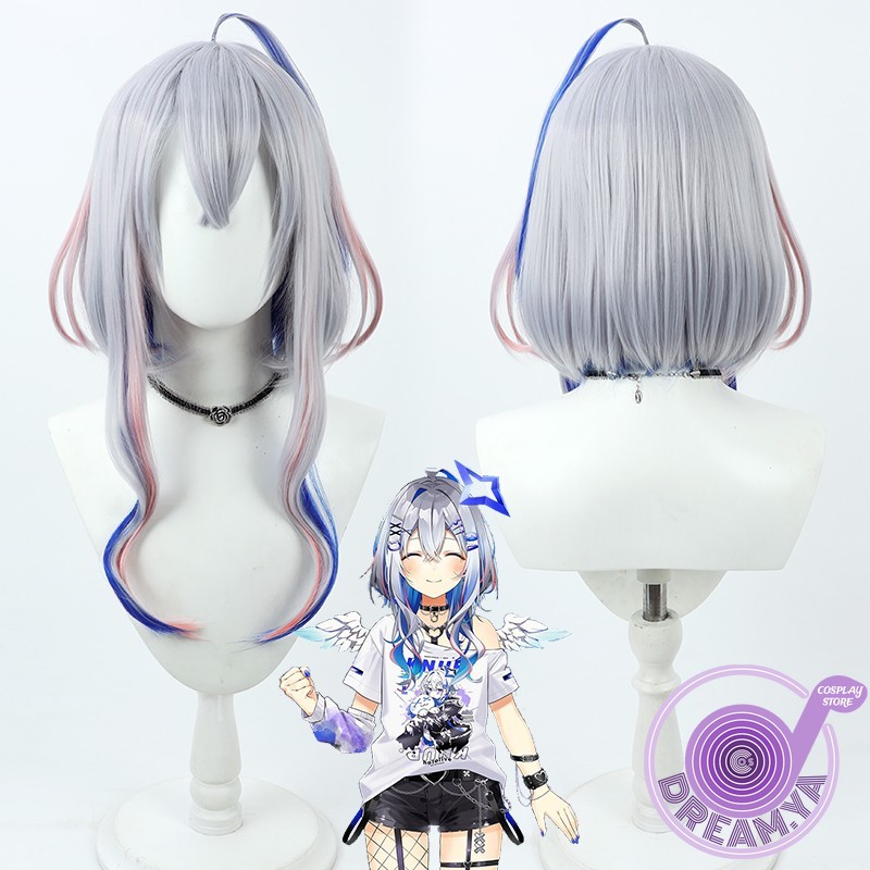 Synthetic Wigs - Amane Kanata Cosplay Wig Vtuber Gray