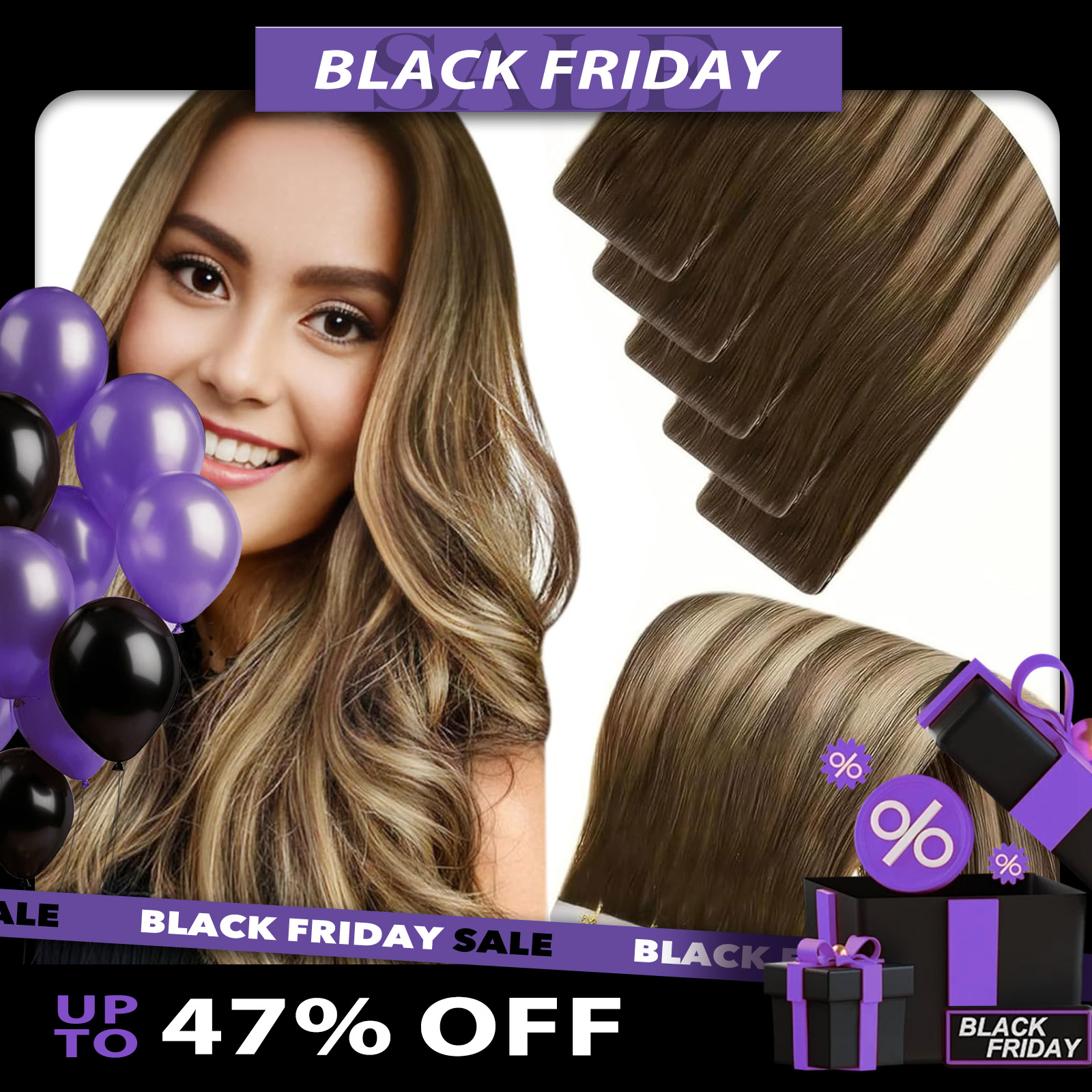 Invisible Tape In Extensions Real Hair - LaaVoo Invisible Injection Tape in Hair