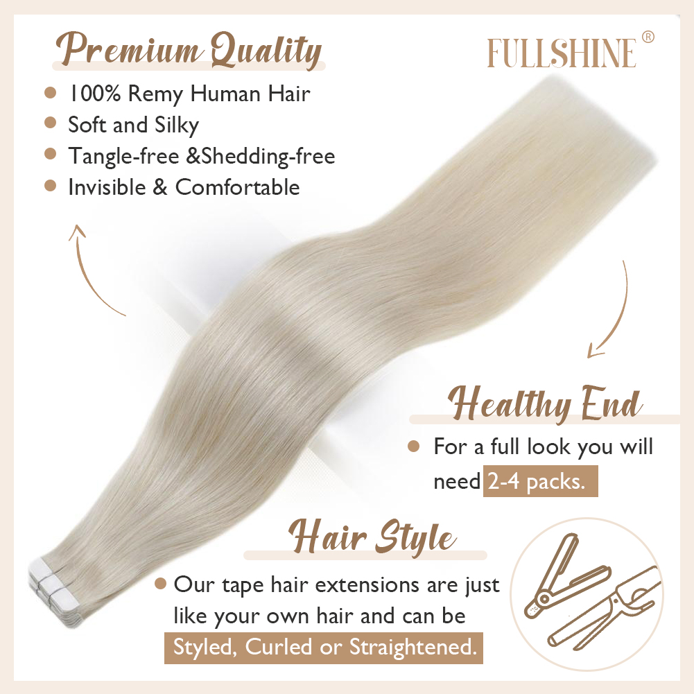 Full Shine Tape in Hair Extens - Invisible Tape In Extensions Real Hair recension och pris