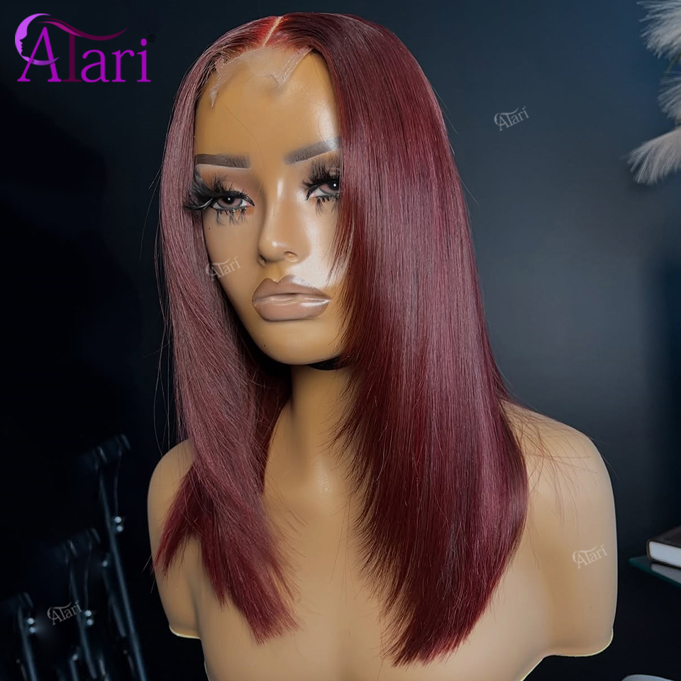 99J Burgundy Upgrade 13x4 Full - Pre Parted 13X4 Lace Front Bob Wig recension och pris