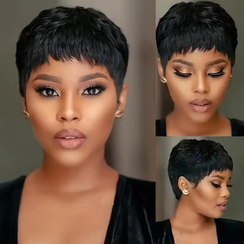 Short Straight Human Hair Wigs - Short Pixie Cut Wig Human Hair Cheap recension och pris