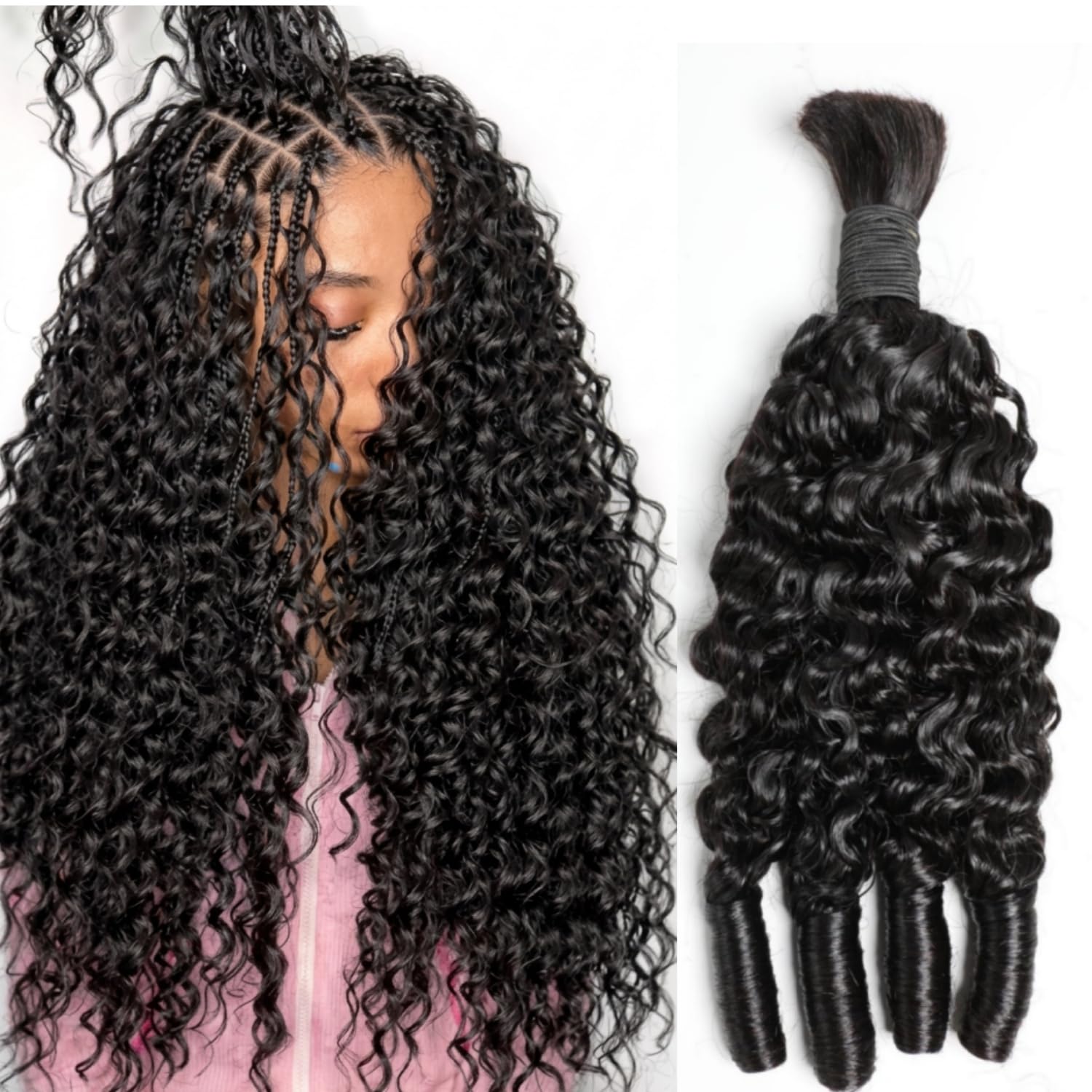 Human Braiding Hair For Boho B - Water Wave Bulk Human Hair For Braiding recension och pris
