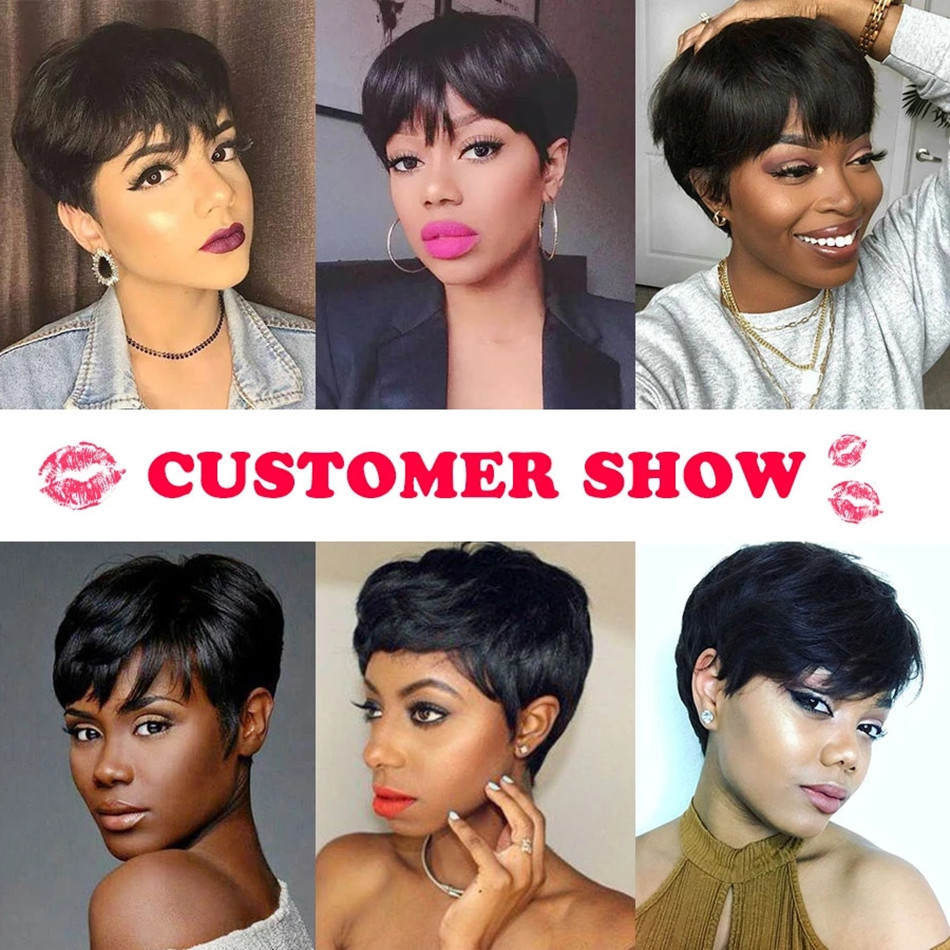 Short Bob Pixie Cut Wig Pixie  - Short Pixie Cut Wig Human Hair Cheap recension och pris