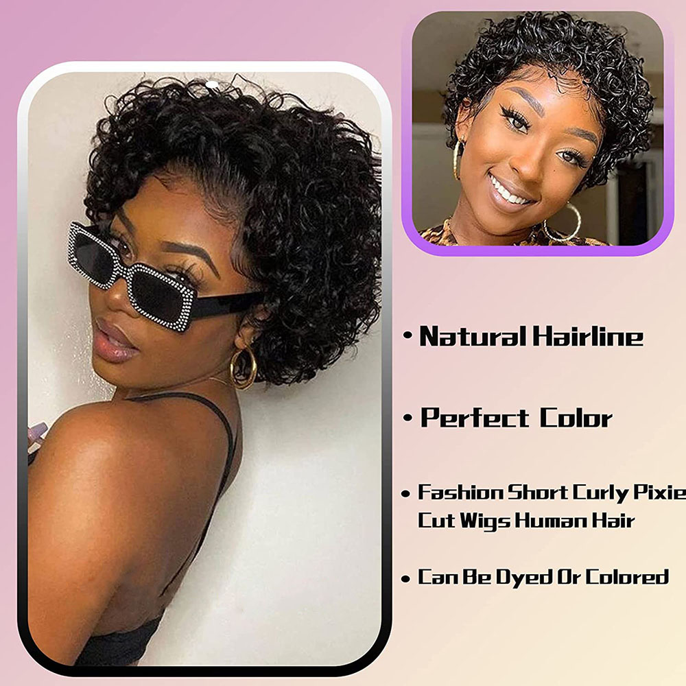 Short Pixie Cut Wig Curly Huma - Short Pixie Cut Wig Human Hair Cheap recension och pris