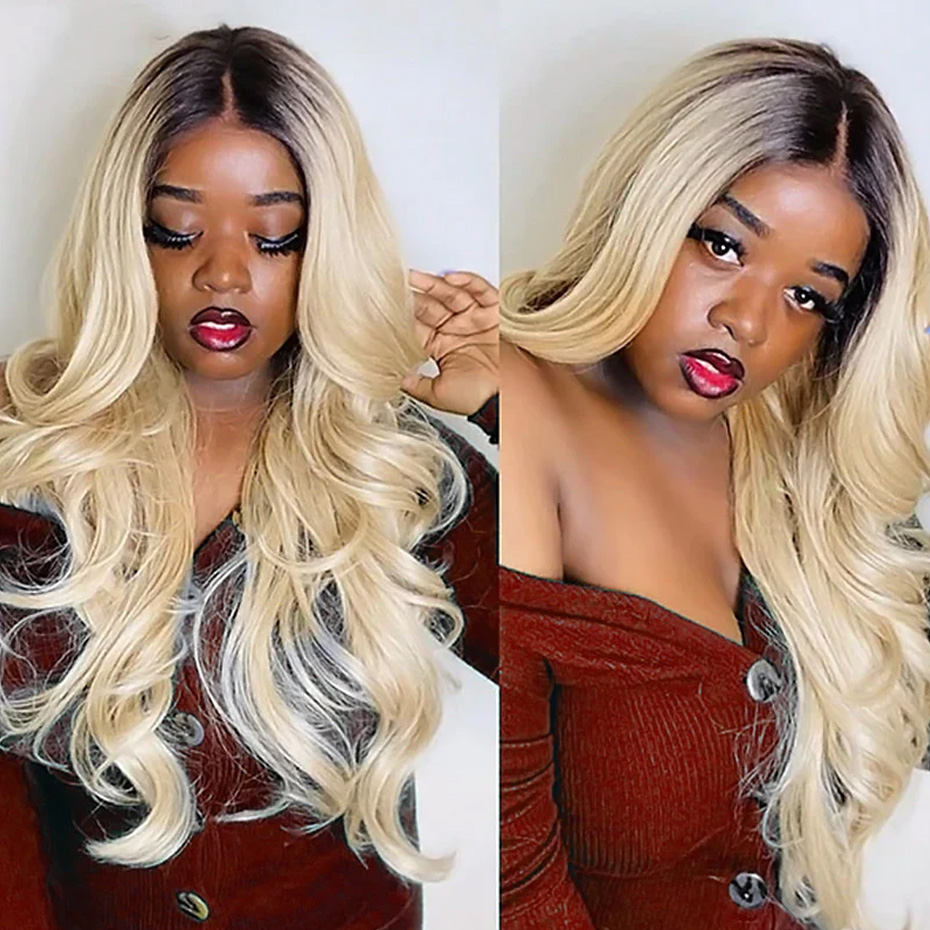 1B 613 Blonde Ombre Human Hair - 613 Blonde Body Wave Lace Front Wig recension och pris