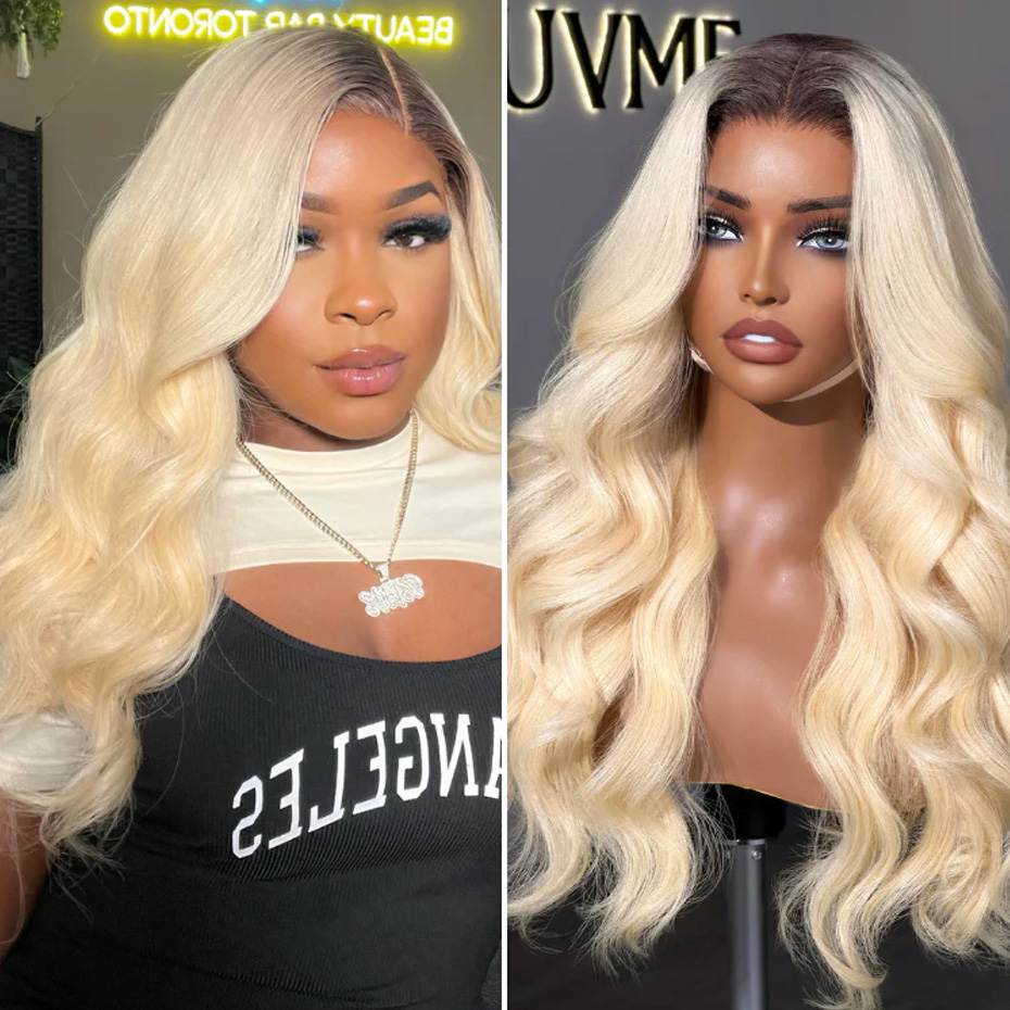 1B 613 Blonde Ombre Human Hair - 613 Blonde Body Wave Lace Front Wig recension och pris