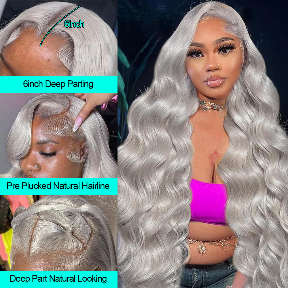 Cosplay Body Wave Silver Grey  - 613 Blonde Body Wave Lace Front Wig recension och pris