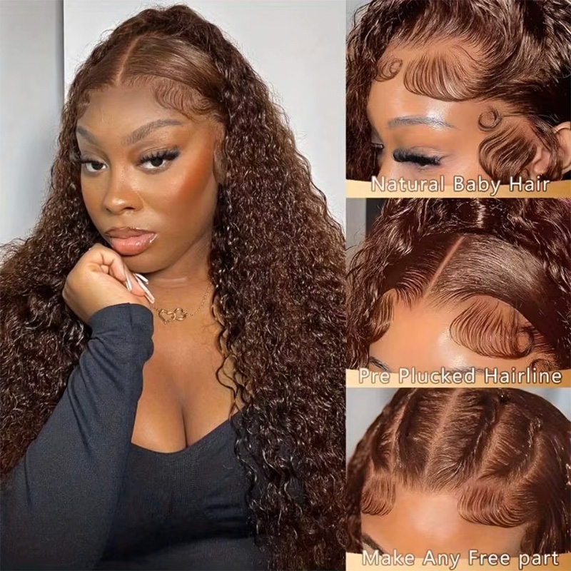 Chocolate Brown Colored 220% D - Hd Lace Frontal Wig Human Hair Pre Plucked recension och pris