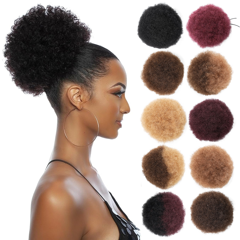 100% Human Hair 8 Inch Short A - Drawstring Afro Curly Puff Ponytail recension och pris