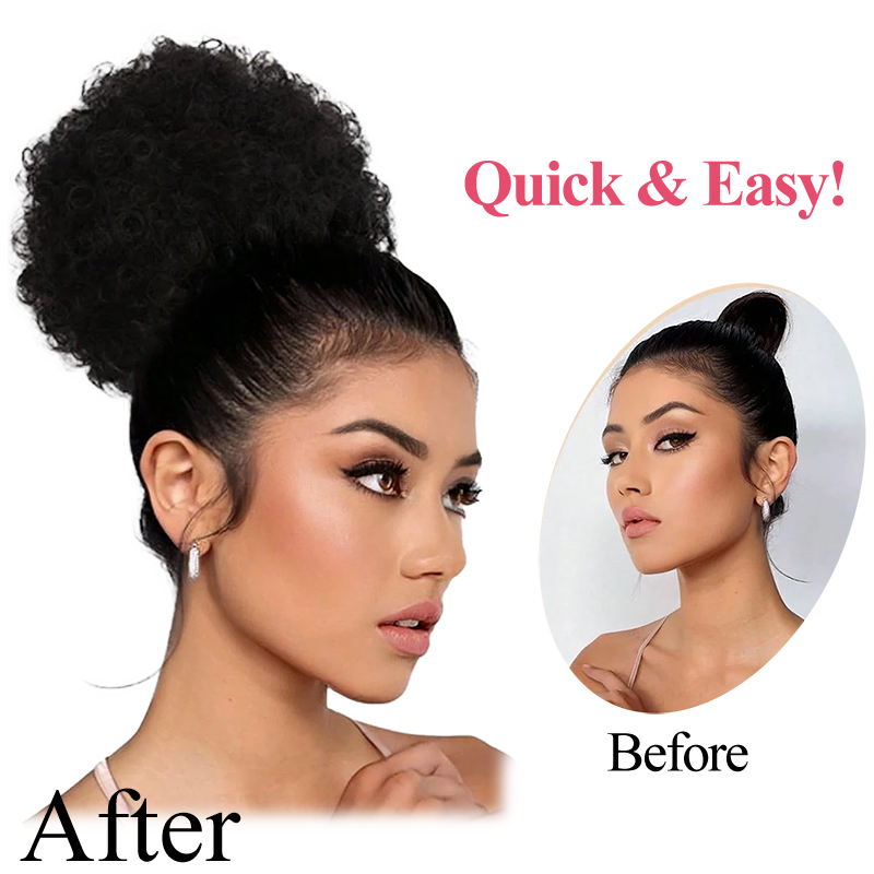100% Human Hair 8 Inch Short A - Drawstring Afro Curly Puff Ponytail recension och pris