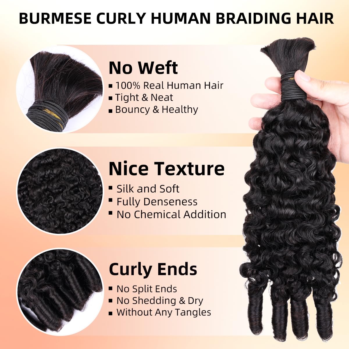 15A Human Braiding Hair for Bo - Water Wave Bulk Human Hair For Braiding recension och pris