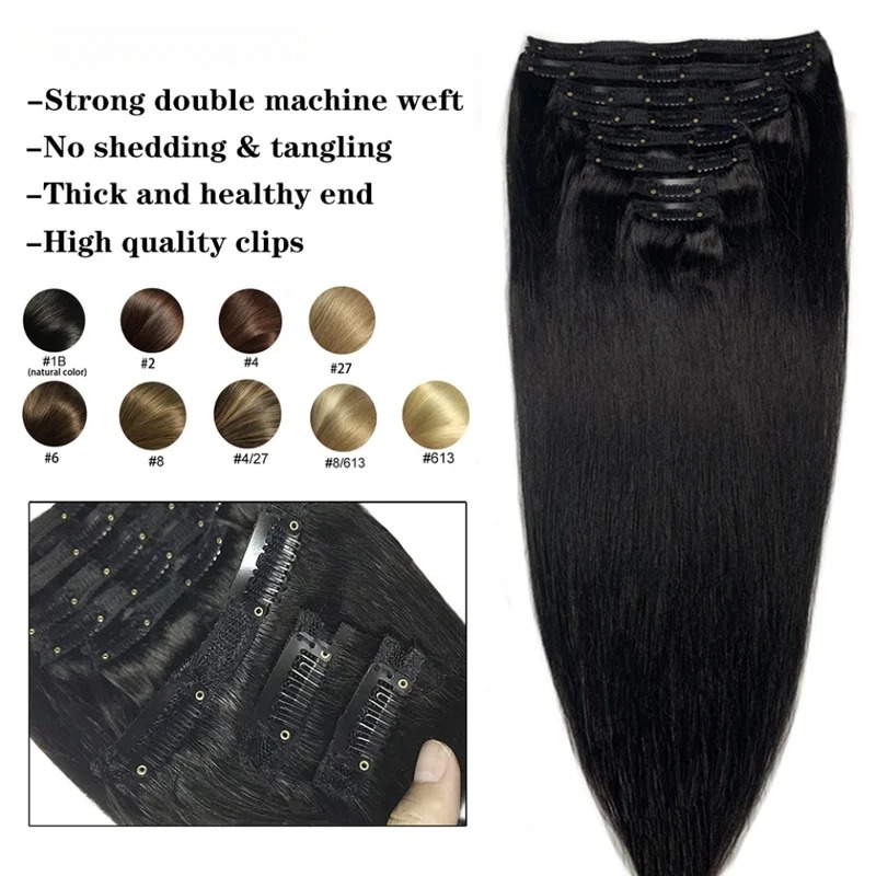 Natural Straight Clip In Human - Seamless Clip In Hair Extensions Human Hair recension och pris