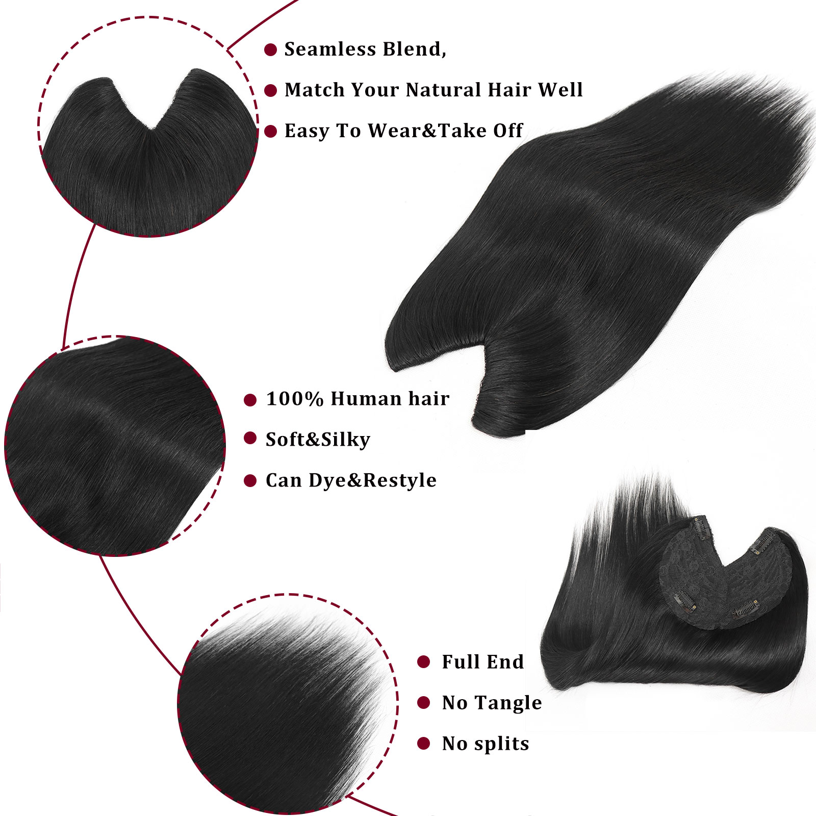 V Shape Clip In Human Hair Ext - Seamless Clip In Hair Extensions Human Hair recension och pris