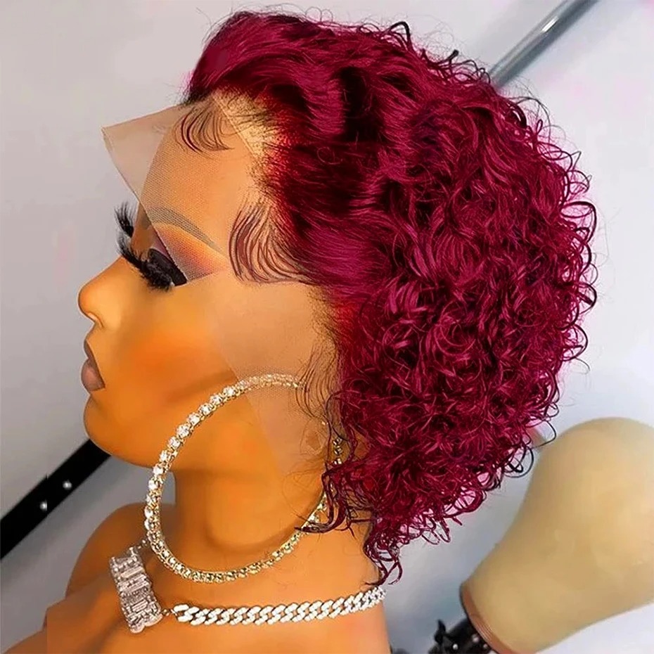 Pixie Cut Wig 99J Color Lace W - Short Pixie Cut Wig Human Hair Cheap recension och pris