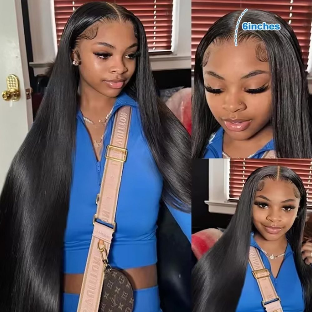 Natural Black Silky Bone Strai - Glueless Wear And Go Human Hair Wig recension och pris