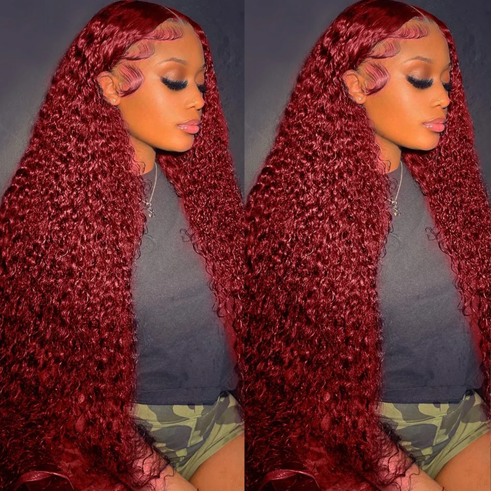 99J Burgundy Colored Deep Wave - Lace Front Wigs recension och pris