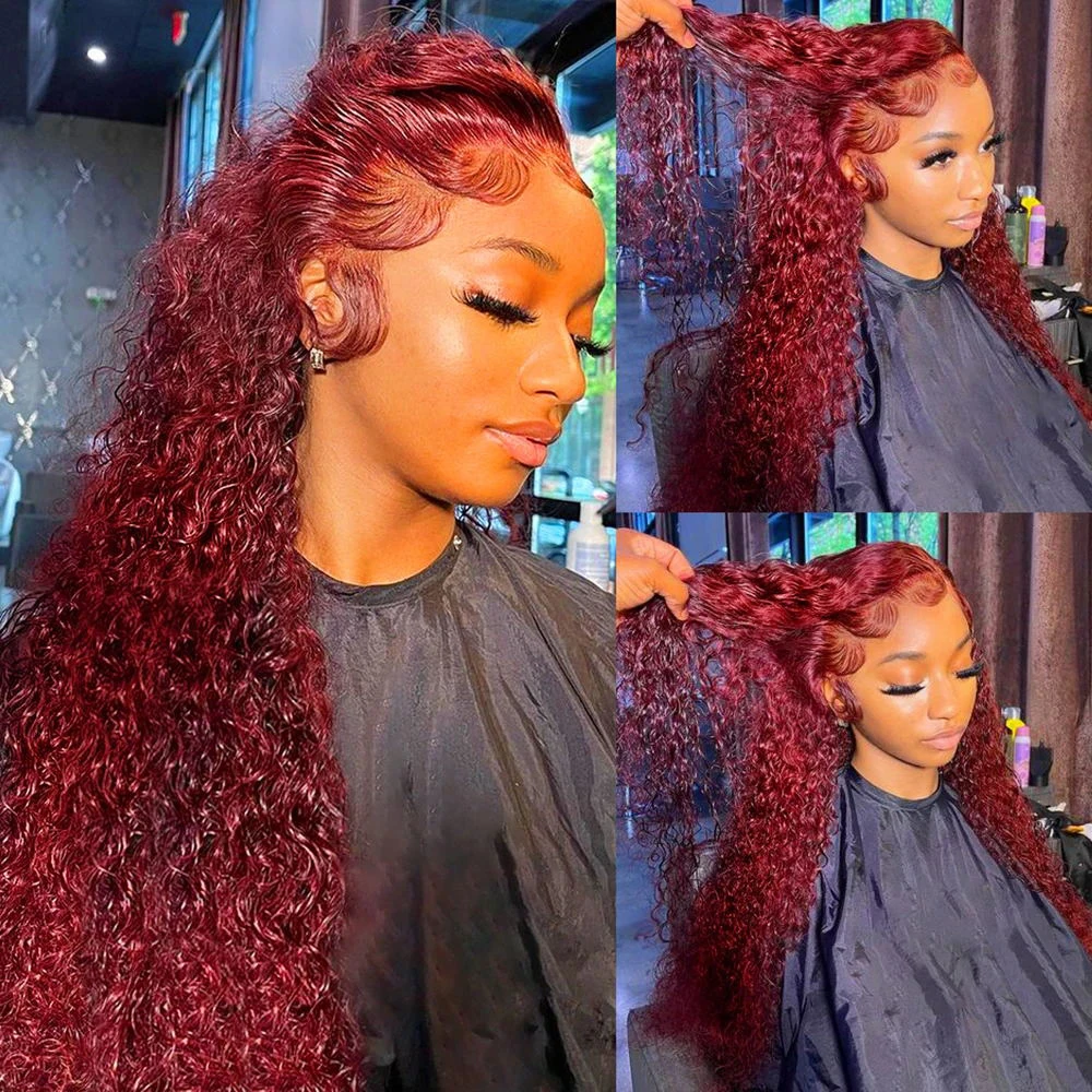 99J Burgundy Colored Deep Wave - Lace Front Wigs recension och pris