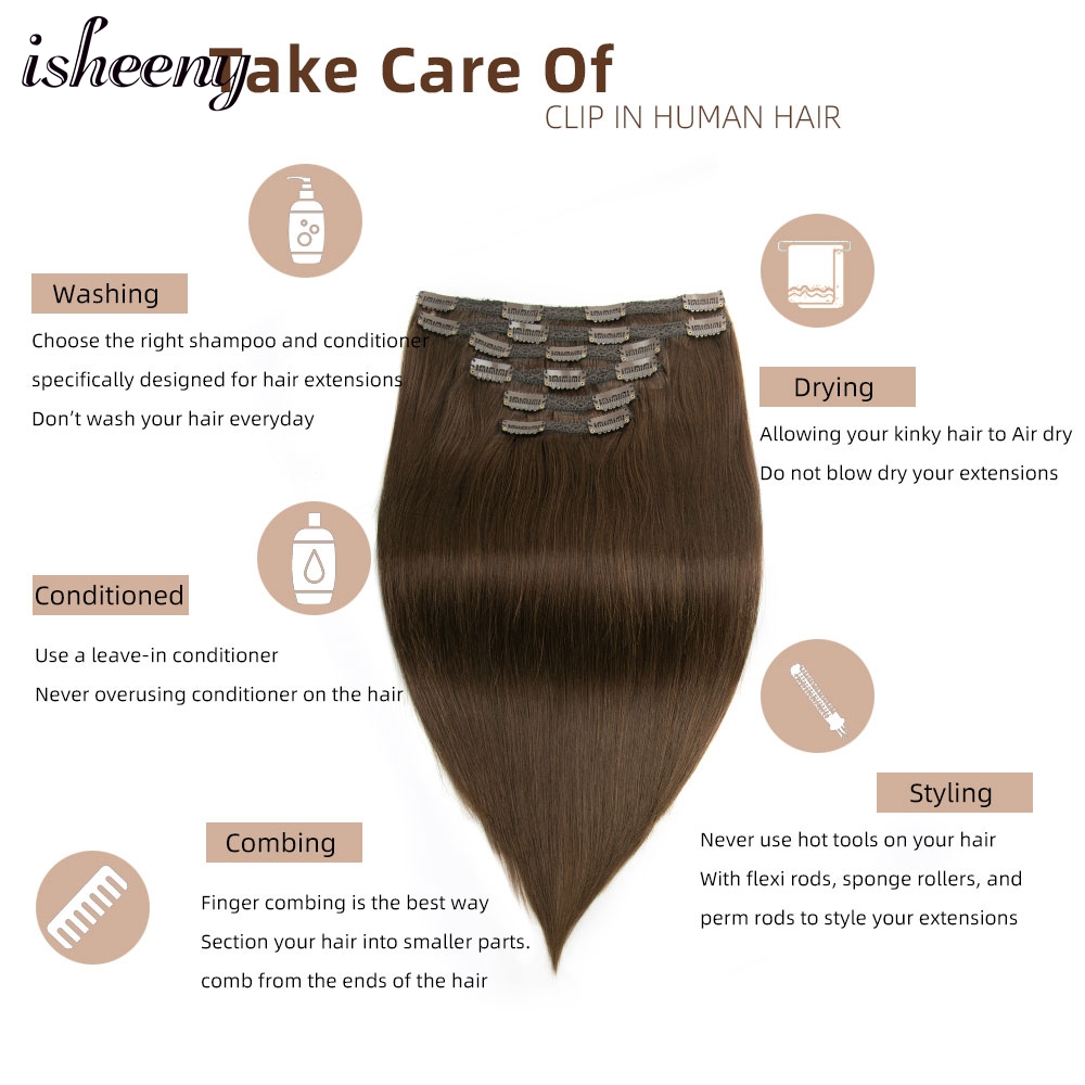 Isheeny 140-240G Volume Clip I - Seamless Clip In Hair Extensions Human Hair recension och pris