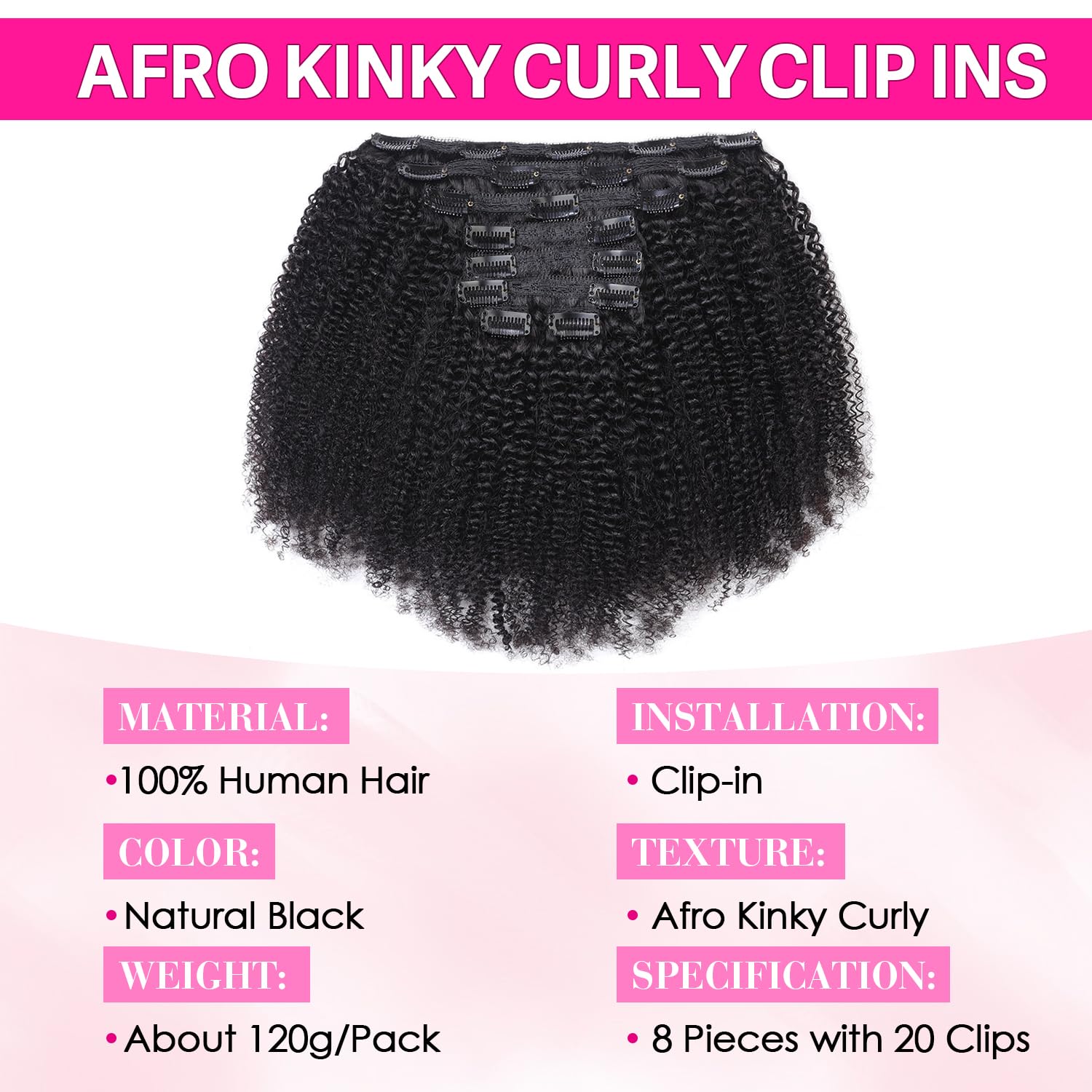 Afro Curly Clip-In Human Remy  - Seamless Clip In Hair Extensions Human Hair recension och pris