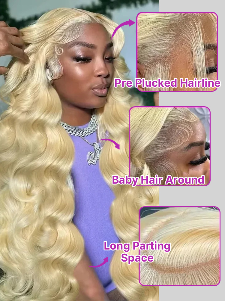 30 40 Inches 613 Honey Blonde  - 613 Blonde Body Wave Lace Front Wig recension och pris