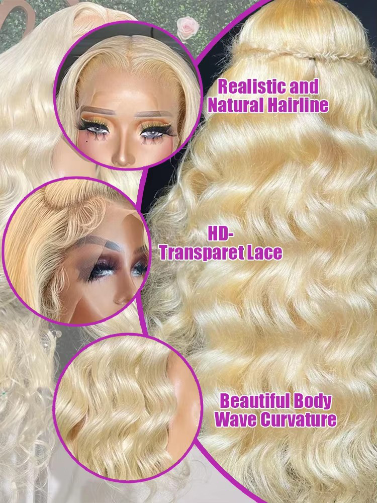 30 40 Inches 613 Honey Blonde  - 613 Blonde Body Wave Lace Front Wig recension och pris