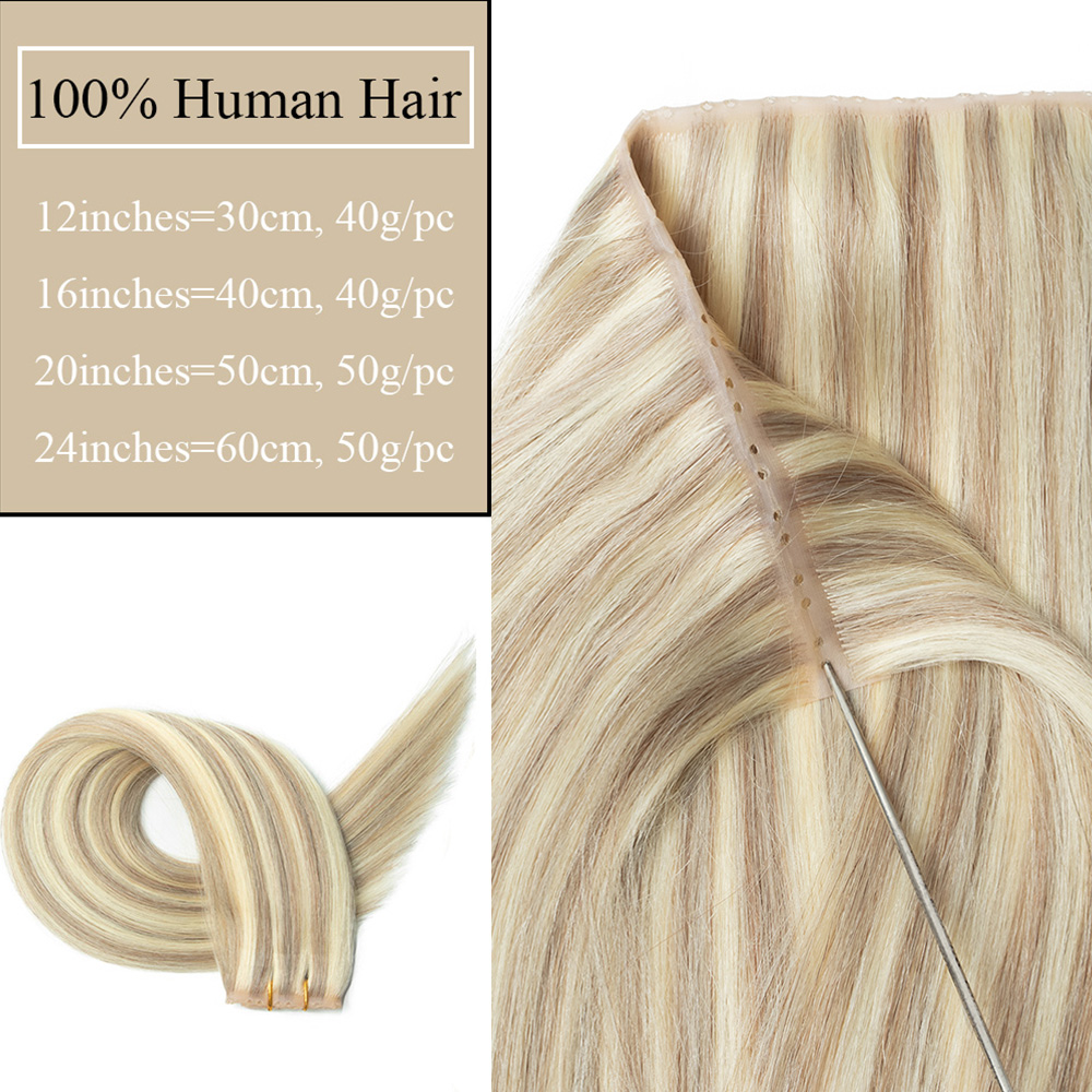 Blonde injected Hole Weft Huma - Invisible Tape In Extensions Real Hair recension och pris