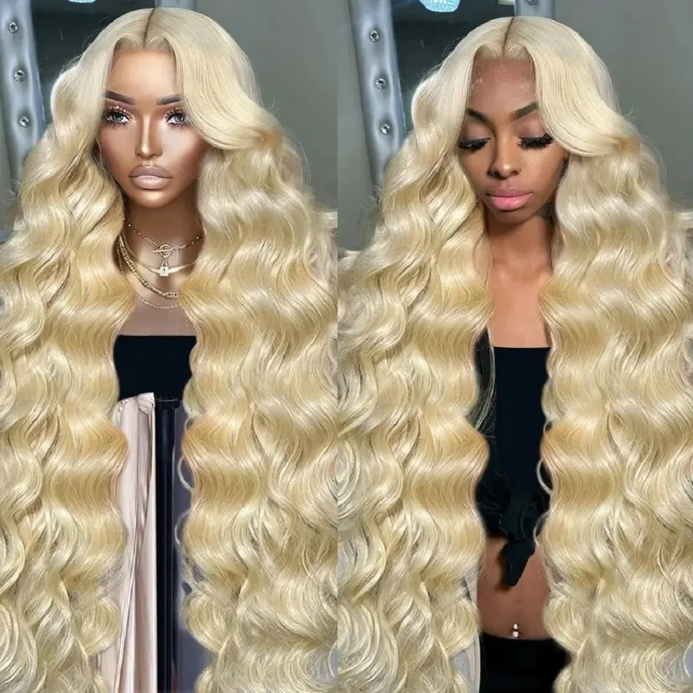 46 Inch HD Blonde 13x4 Lace Fr - 613 Blonde Body Wave Lace Front Wig recension och pris