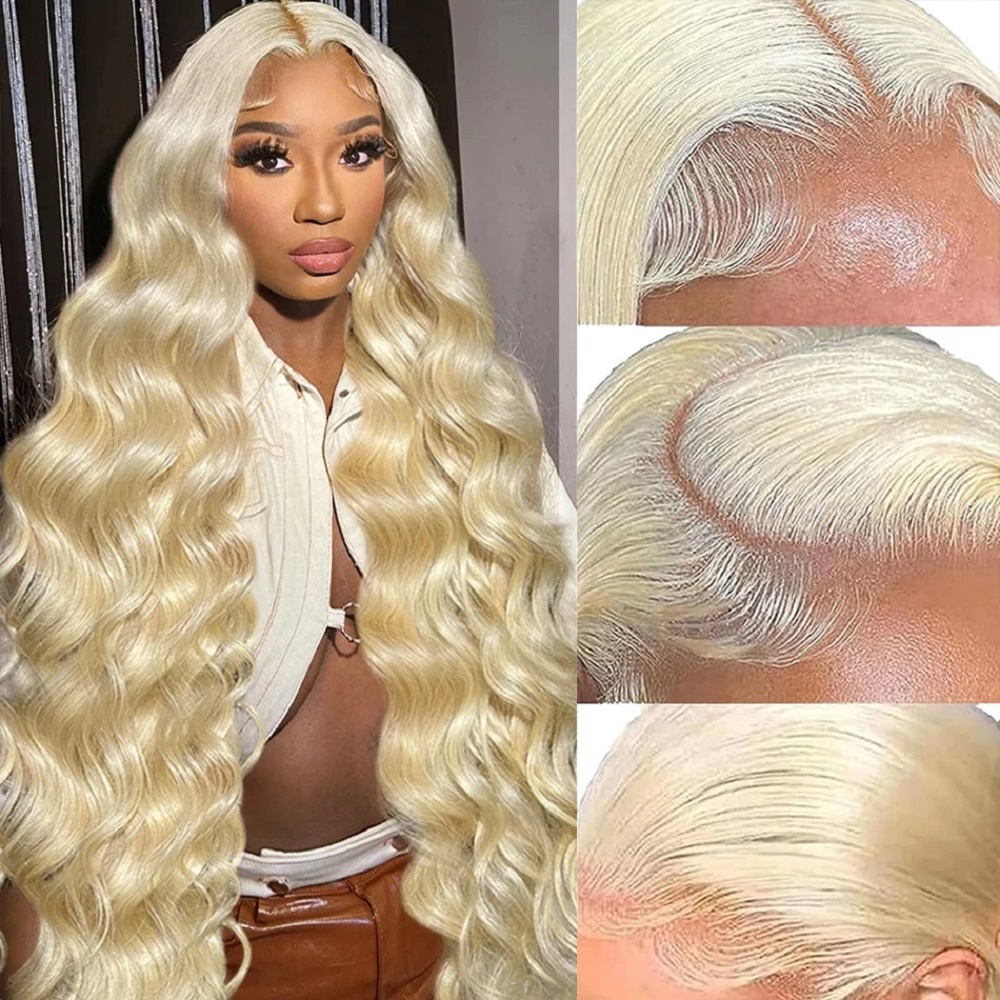 46 Inch HD Blonde 13x4 Lace Fr - 613 Blonde Body Wave Lace Front Wig recension och pris