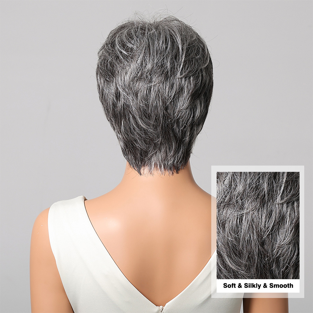 Short Pixie Cut Grey Human Hai - Short Pixie Cut Wig Human Hair Cheap recension och pris
