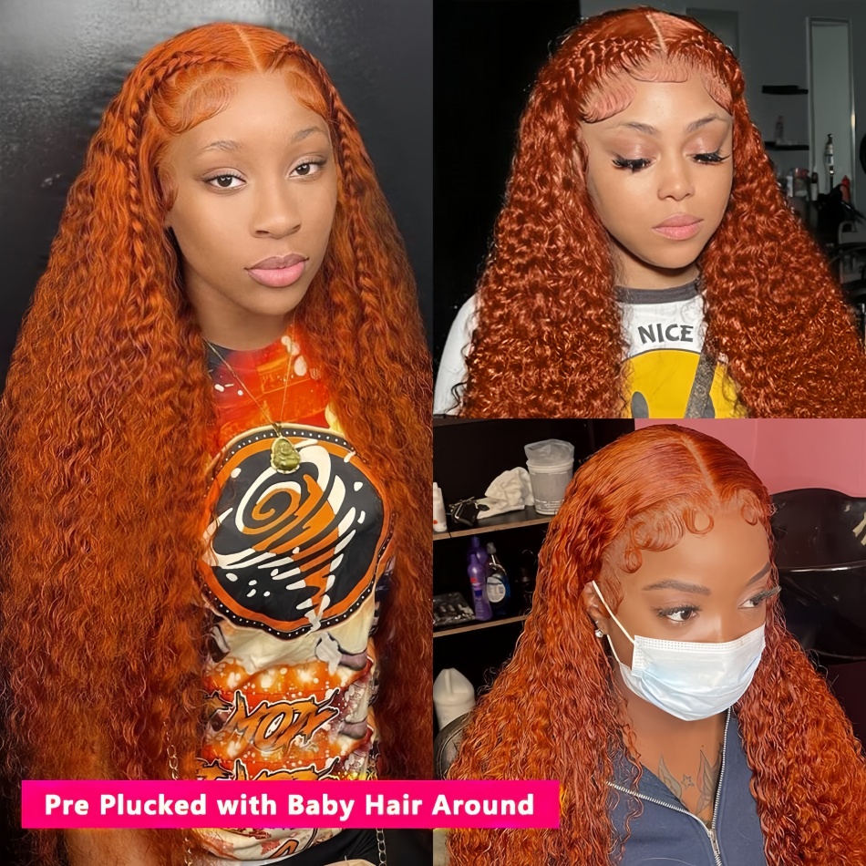 30Inch Orange Ginger Water Wav - Lace Front Wigs recension och pris