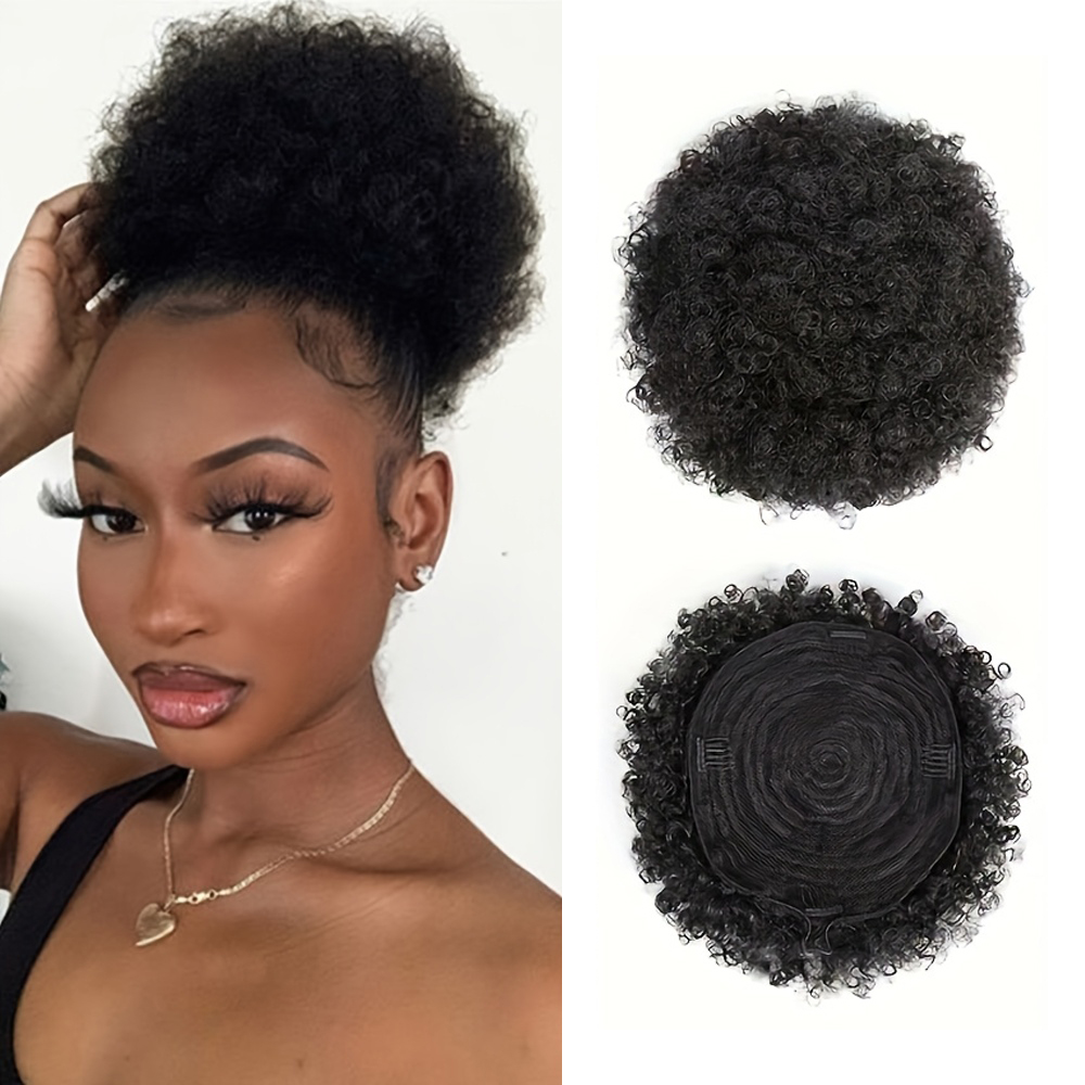 Afro Kinky Puffs 100% Human Ha - Drawstring Afro Curly Puff Ponytail recension och pris