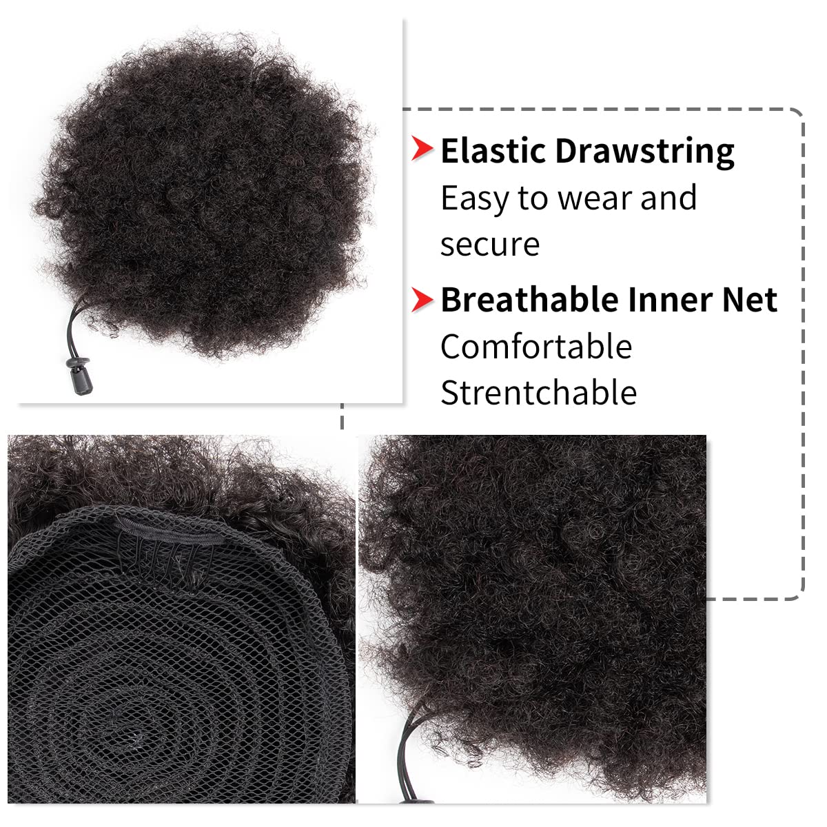Afro Kinky Puffs 100% Human Ha - Drawstring Afro Curly Puff Ponytail recension och pris