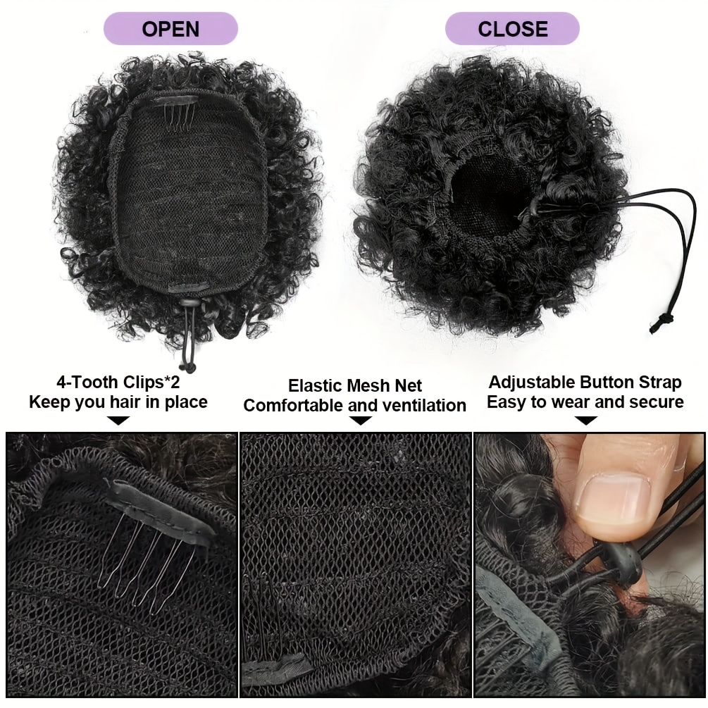 Afro Kinky Puffs 100% Human Ha - Drawstring Afro Curly Puff Ponytail recension och pris